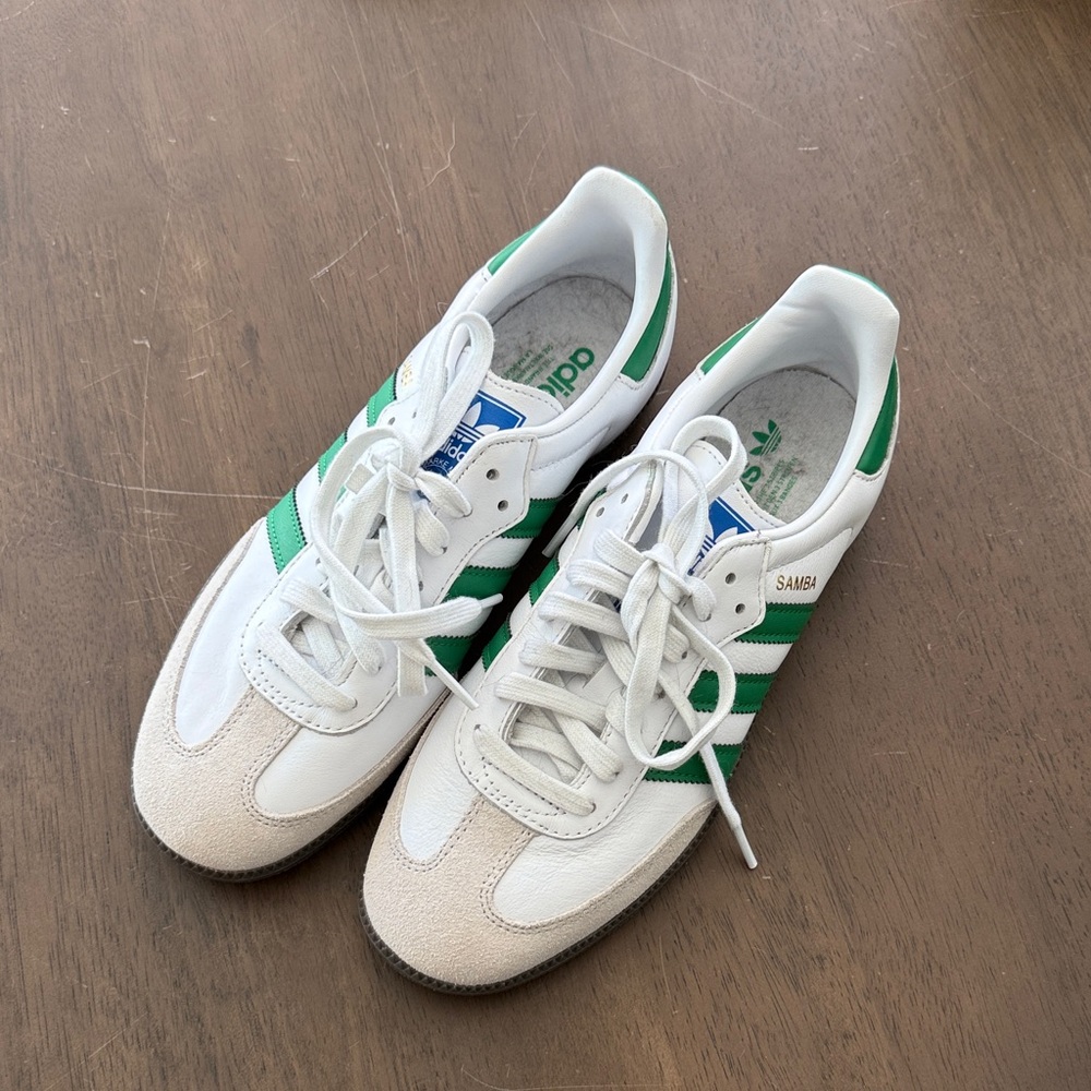 adidas Samba Sneakers in White and Green